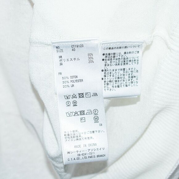 C.T. Plage Women's Vneck Lightweight Pullover Sweater top White sz 40 - Picture 5 of 10